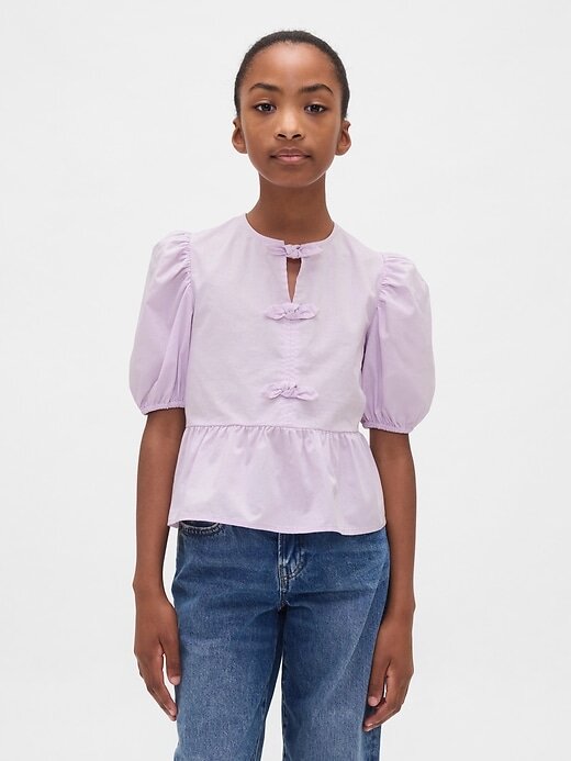 Top peplum con mangas abullonadas para niños Top peplum con mangas abullonadas para niños