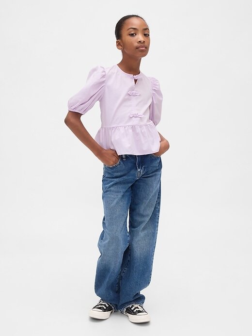 Top peplum con mangas abullonadas para niños Top peplum con mangas abullonadas para niños