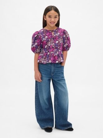 Top peplum con mangas abullonadas para niños