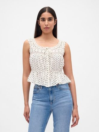 Top peplum con ribete de encaje