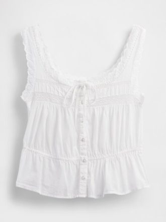 Top peplum con ribete de encaje