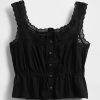Top peplum con ribete de encaje Top peplum con ribete de encaje