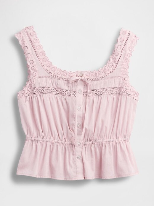 Top peplum con ribete de encaje Top peplum con ribete de encaje
