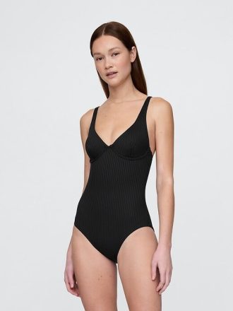 Traje de baño balconette de una pieza con canalé