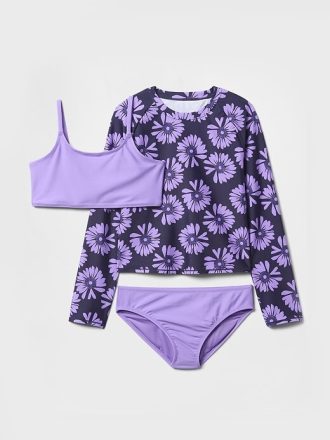 Traje de baño de tres piezas con protección contra erupciones para niños