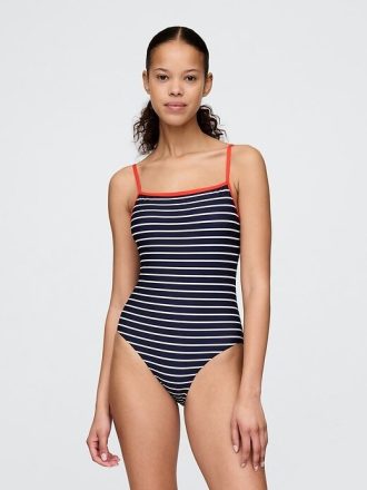 Traje de baño de una pieza con cuello cuadrado