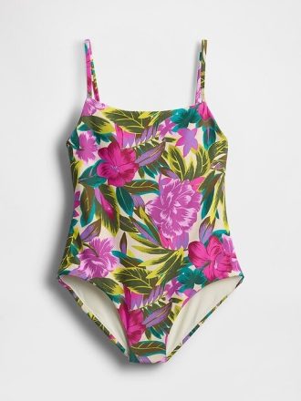 Traje de baño de una pieza con cuello cuadrado
