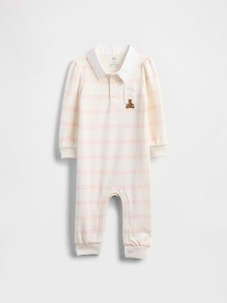 Traje de baño de una pieza con logo de oso universitario vintage suave para bebé
