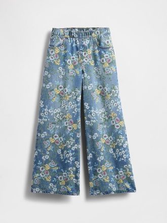 Vaqueros holgados y fáciles de usar con estampados florales para niños Vaqueros holgados y fáciles de usar con estampados florales para niños