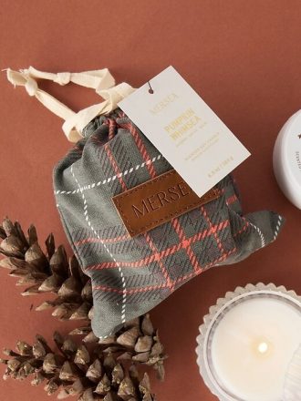 Vela en bolsa con estampado de calabaza Mersea Whimsea Plaid
