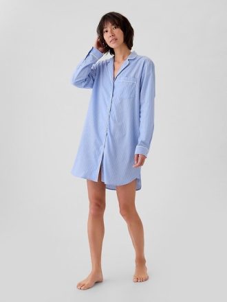 Vestido camisero de pijama de popelina