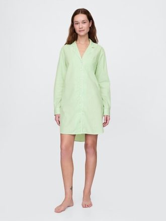 Vestido camisero de pijama de popelina