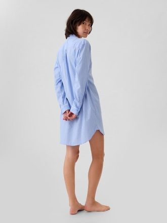 Vestido camisero de pijama de popelina