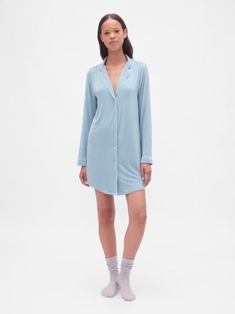 Vestido camisero de pijama modal