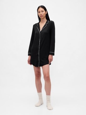 Vestido camisero de pijama modal