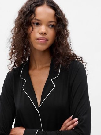 Vestido camisero de pijama modal