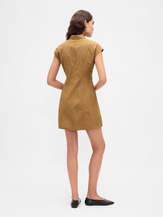 Vestido camisero de popelina con costura Vestido camisero de popelina con costura