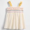 Vestido de bebé bordado con lazo en los hombros Vestido de bebé bordado con lazo en los hombros