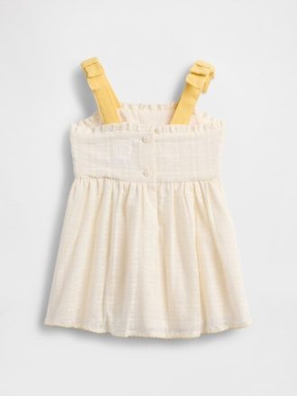 Vestido de bebé bordado con lazo en los hombros