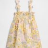 Vestido de gasa de algodón con tirantes de lazo para bebés y niños pequeños