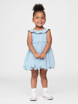 Vestido de mezclilla con burbujas para bebés y niños pequeños