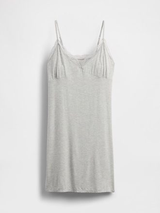 Vestido de pijama con ribete de encaje modal