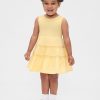 Vestido de técnica mixta con ribete de encaje para bebés y niños pequeños