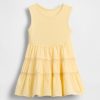 Vestido de técnica mixta con ribete de encaje para bebés y niños pequeños