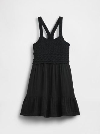 Vestido de tirantes de crochet con espalda cruzada para niños