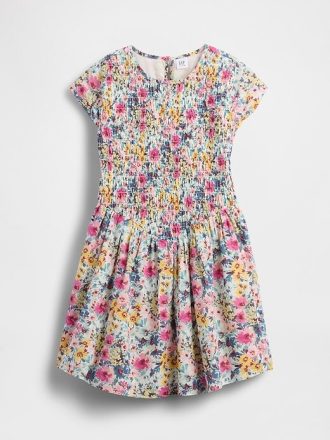 Vestido floral fruncido para niños