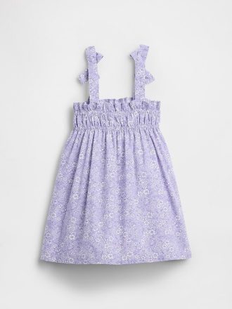 Vestido fruncido con tirantes de lazo para bebés y niños pequeños