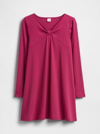 Vestido infantil con lazo y canalé