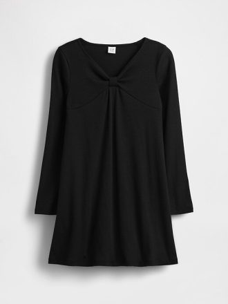 Vestido infantil con lazo y canalé