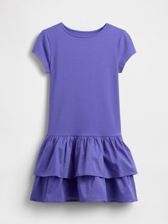 Vestido infantil con volantes y cintura baja