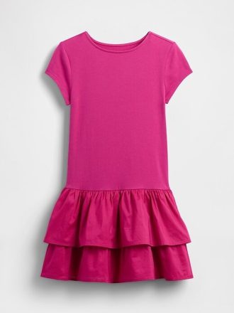 Vestido infantil con volantes y cintura baja