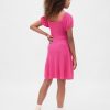 Vestido infantil de canalé fruncido
