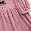 Vestido infantil de canalé suave con lazo en la parte delantera