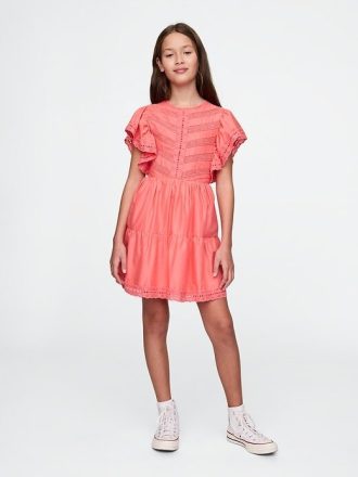 Vestido infantil de encaje con volantes escalonados
