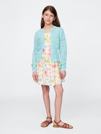 Vestido infantil de lino y algodón con estampado floral