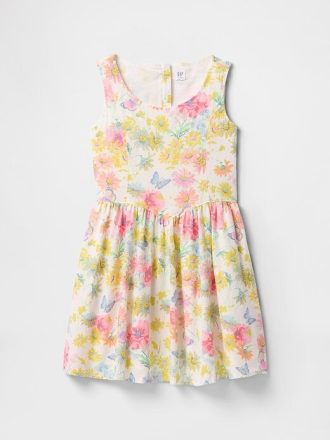 Vestido infantil de lino y algodón con estampado floral