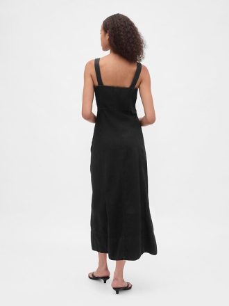 Vestido largo de mezclilla ultra suave con cremallera frontal