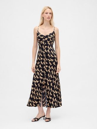 Vestido largo de tirantes con botones al frente