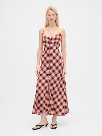 Vestido largo de tirantes con botones al frente