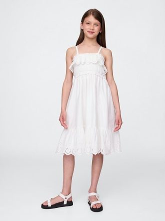Vestido midi con volantes y fruncido para niños