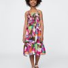 Vestido midi con volantes y fruncido para niños Vestido midi con volantes y fruncido para niños