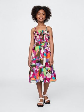 Vestido midi con volantes y fruncido para niños