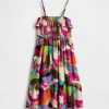 Vestido midi con volantes y fruncido para niños Vestido midi con volantes y fruncido para niños