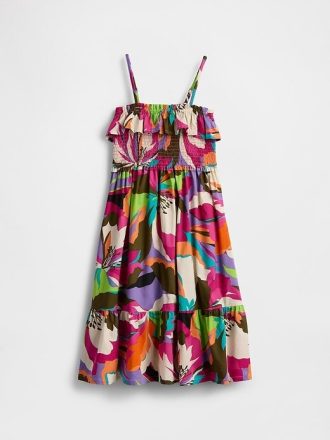 Vestido midi con volantes y fruncido para niños