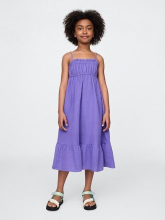 Vestido midi de gasa arrugada para niños