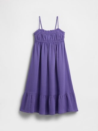 Vestido midi de gasa arrugada para niños